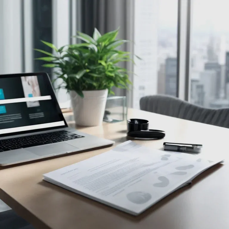 Workspace showing legal documents and laptop